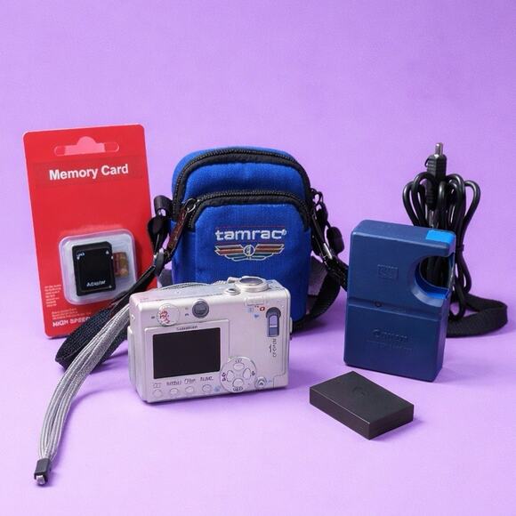 Canon Powershot S500 Digital ELPH 5.0 MP Camera Tested Charger Mem Card PC1084